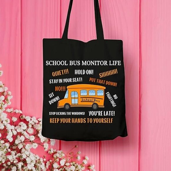 School Bus Monitor Tote Bag School Bus Driver Appreciation Gifts Grocery Bag - Picture 2 of 5